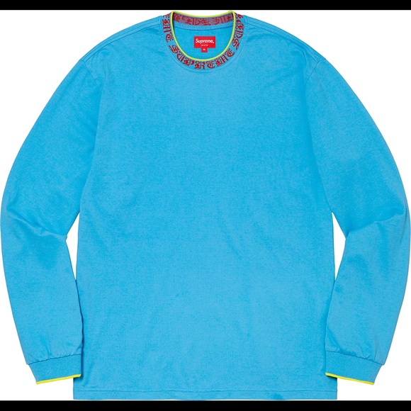 Supreme Other - Supreme Old English Long Sleeve Collar Shirt in Cyan Men’s Small